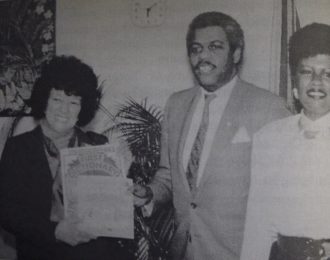 Dr. Burke, MPP Alvin Curling, and Kay Baxter