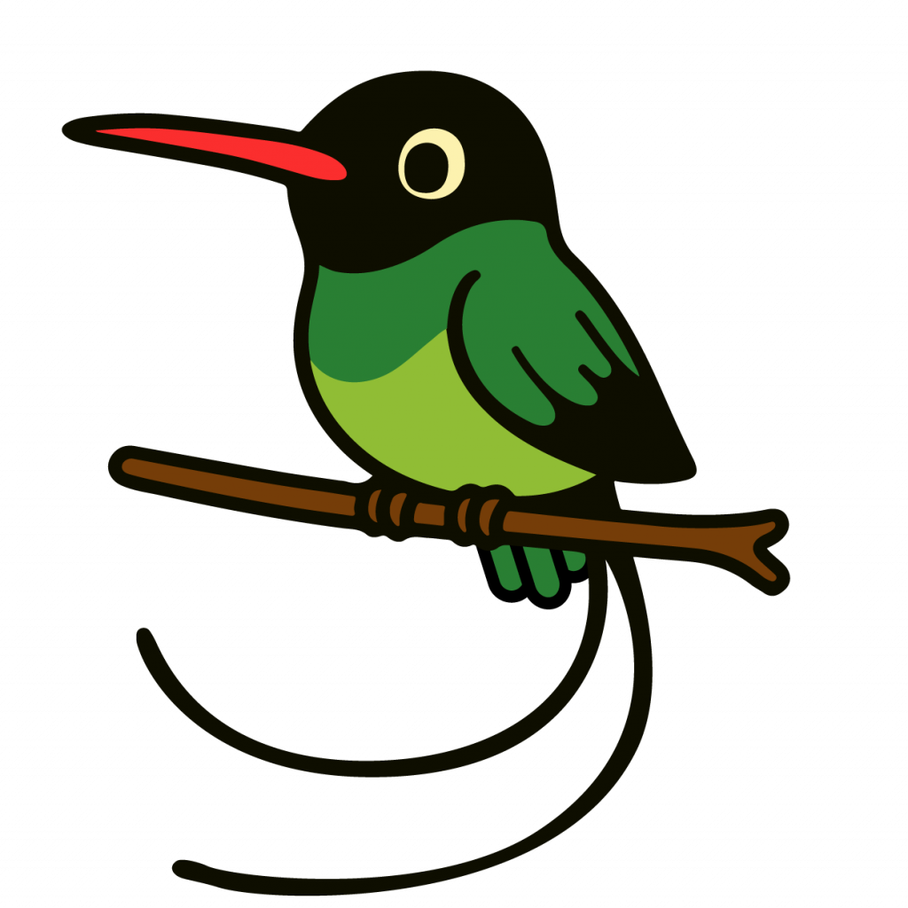 Makka the Doctor Bird Character - Sitting on a branch